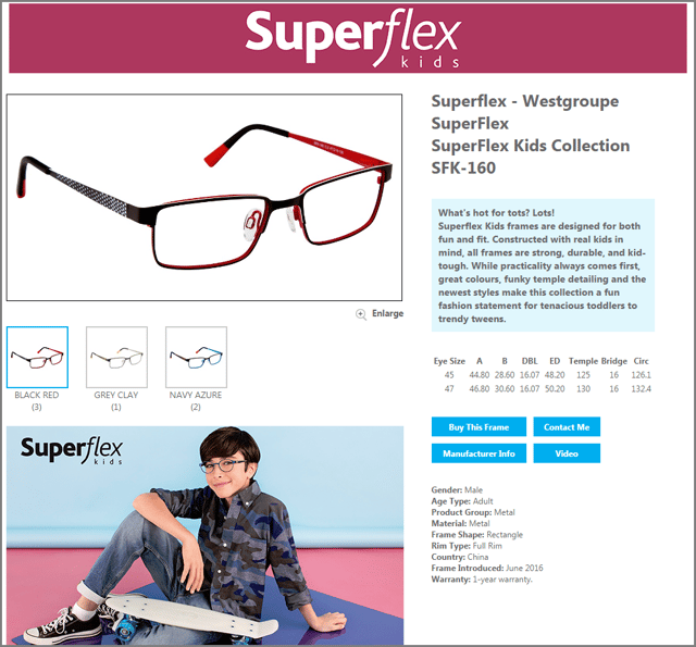 Superflex Kids Page on Frames Data Online