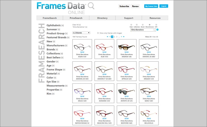 Etnia's 168 styles on Frames Data